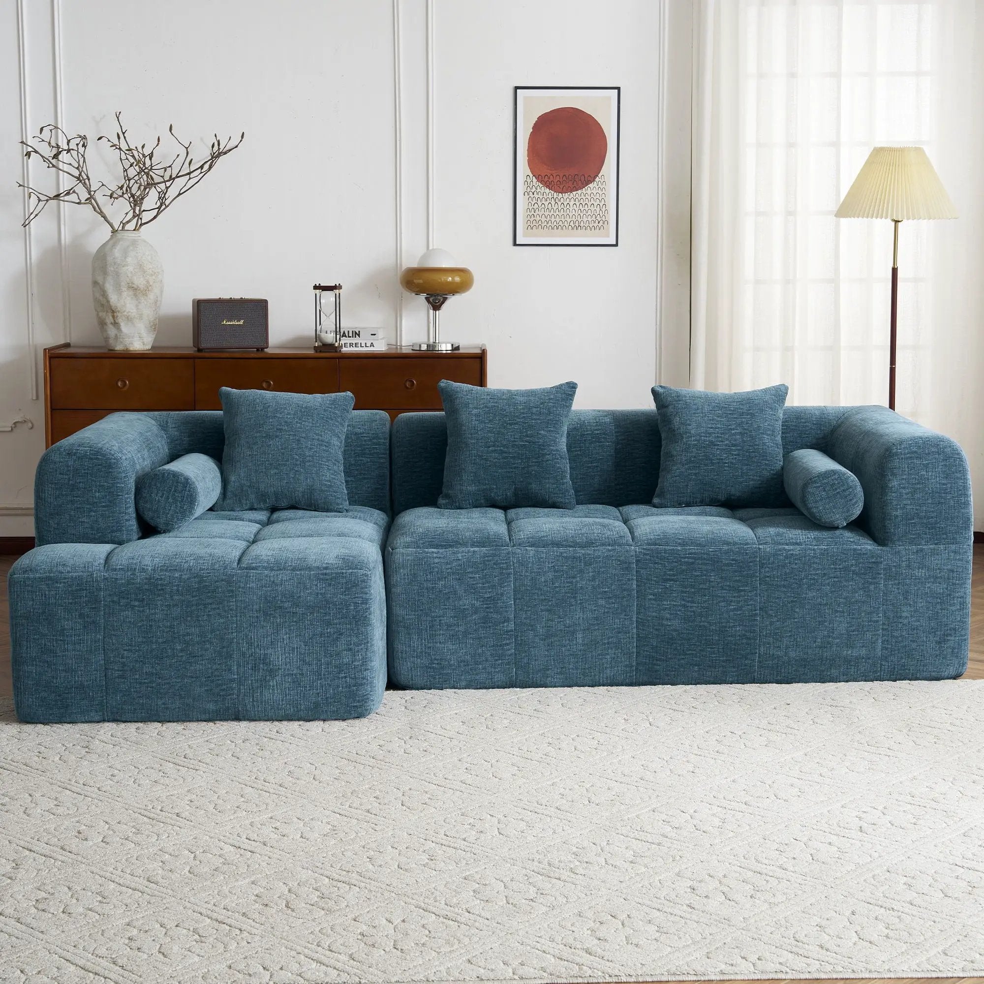 Sectional Free Combined Sofa With 2 Side Pockets by HouseOfZazla