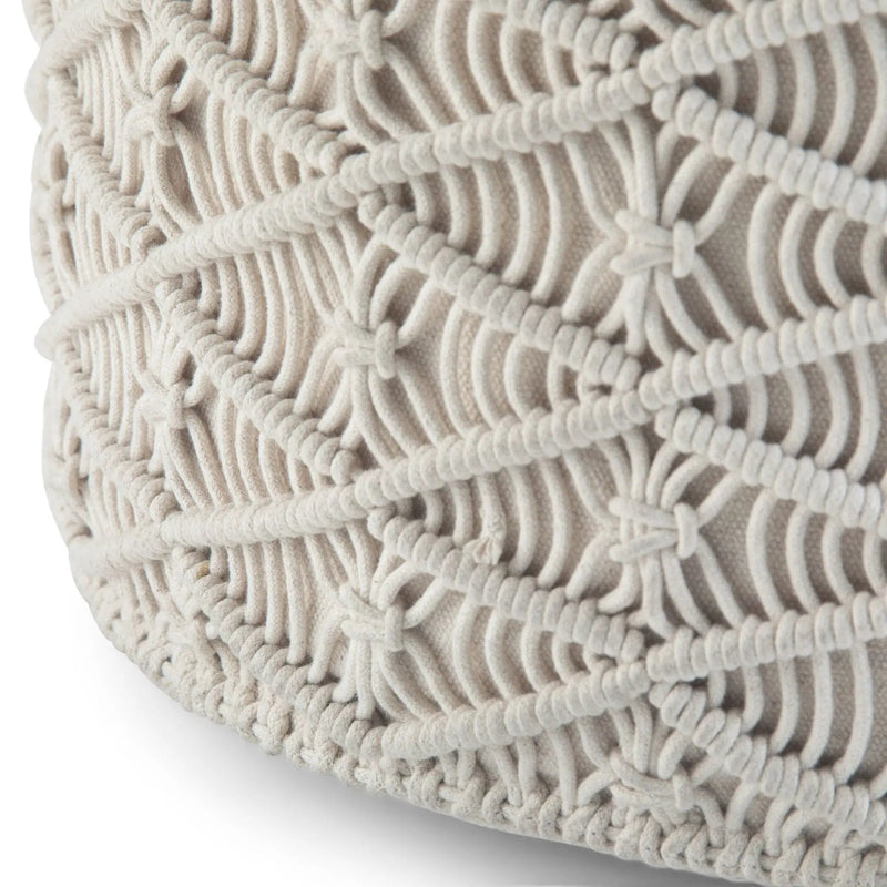 Coates - Round Macrame Pouf - Natural by Unique Piece Furniture