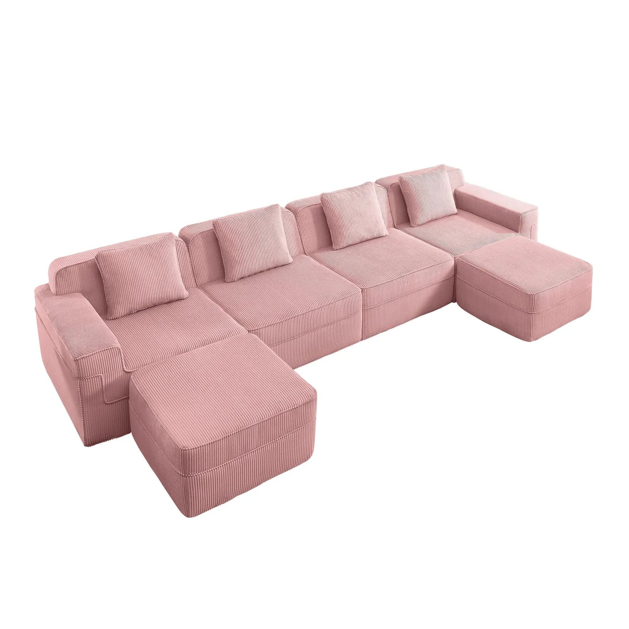 Modular 4 Seat U Shape Sectional Boneless Sofa by HouseOfZazla