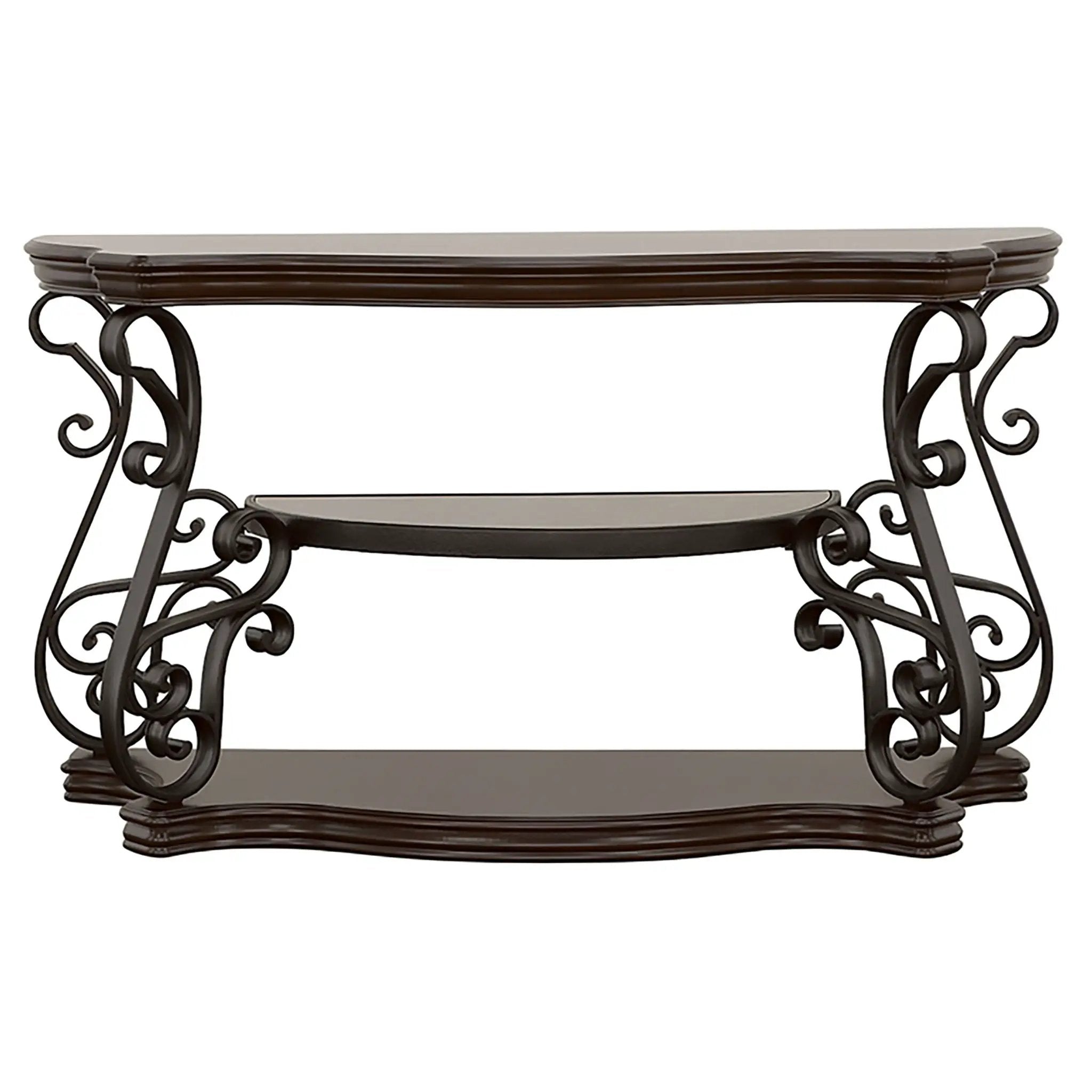 Laney Scrollwork Entryway Sofa Console Table Deep Merlot by Unique Piece Furniture