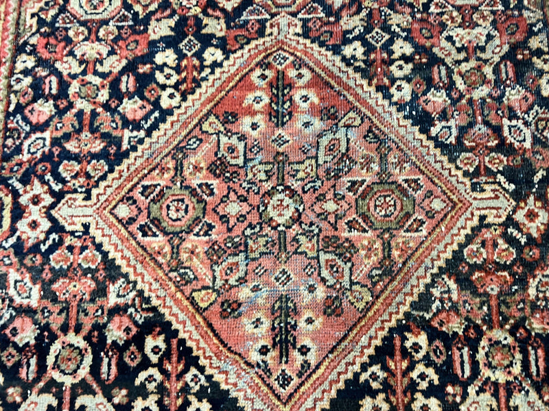 Antique Persian Mahal Rug 4x7, Wool Hand Knotted Tribal Geometric Carpet by Jewel Rugs