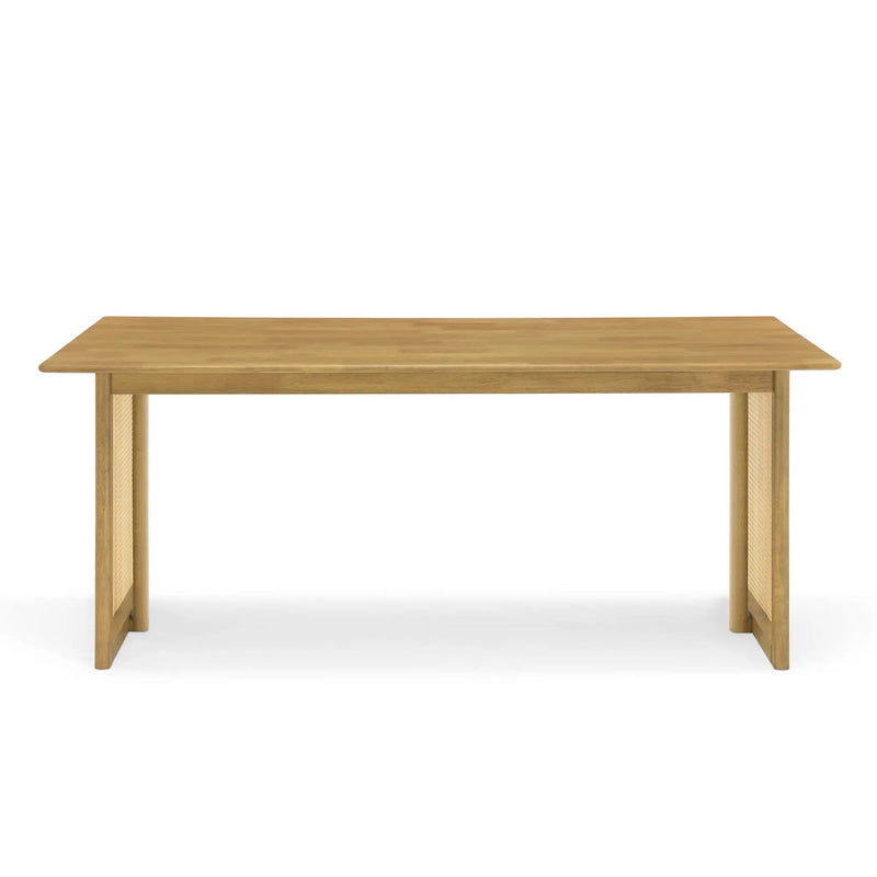 Natural Rubber Wood Dining Table with Rattan Accents by HouseOfZazla