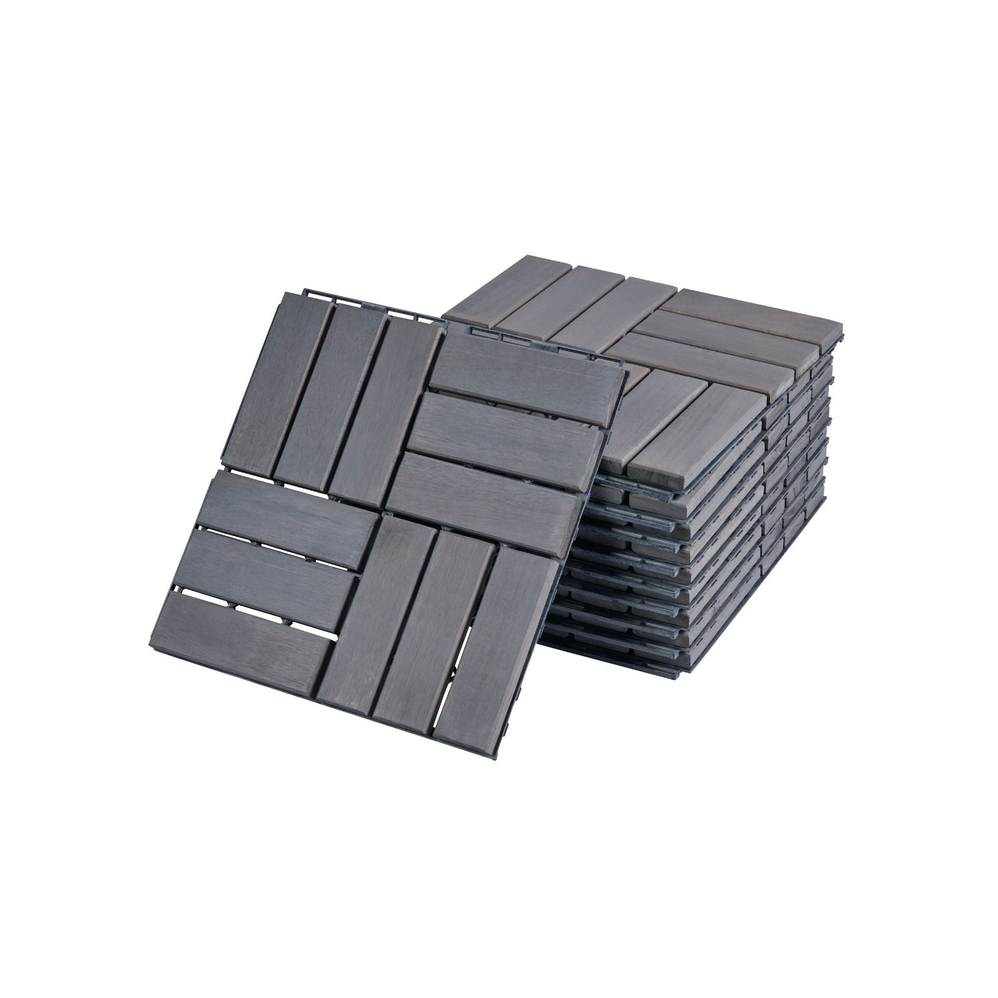 Acacia Wood Interlocking Deck Tiles Checker Pattern For Outdoor Flooring by HouseOfZazla
