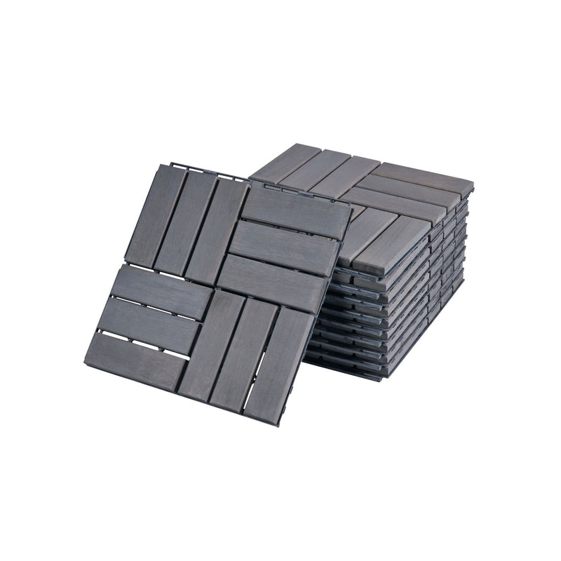 Acacia Wood Interlocking Deck Tiles Checker Pattern For Outdoor Flooring by HouseOfZazla