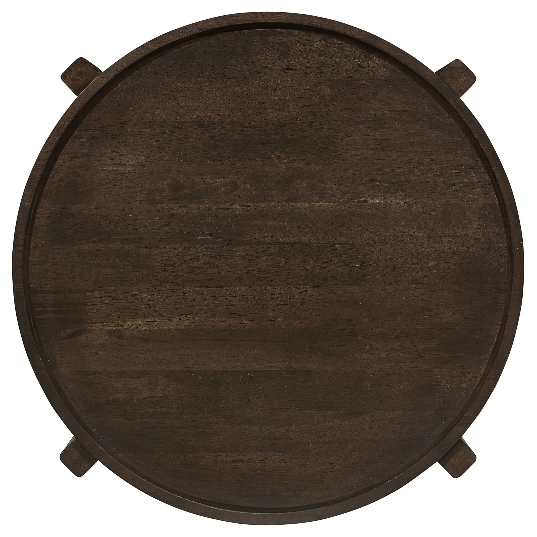 Cota Round Solid Wood End Table Dark Brown by Unique Piece Furniture