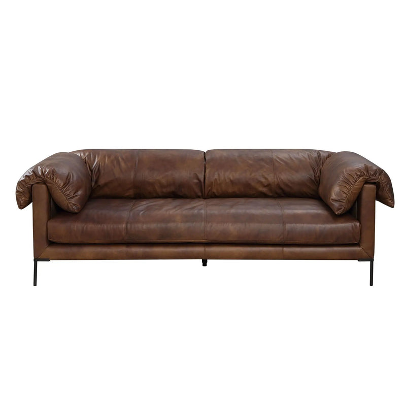 Jaron - Top Grain Leather Sofa - Mocha by HouseOfZazla