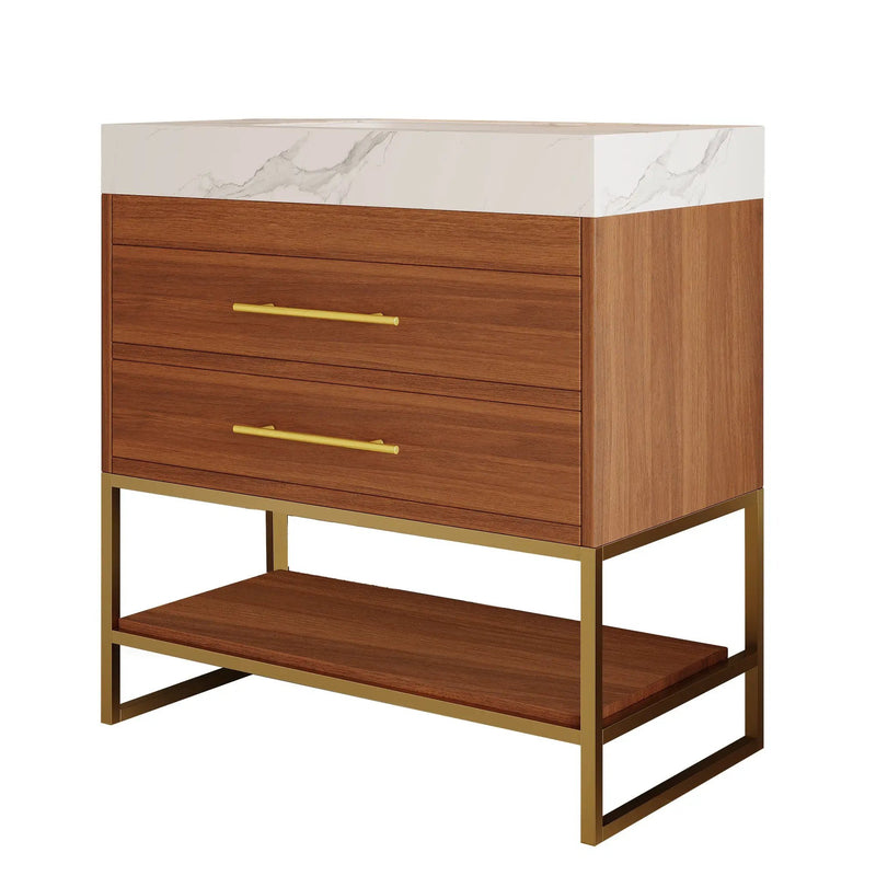 29.9" Modern Free-standing Bathroom Vanity with Sintered Stone Top by HouseOfZazla