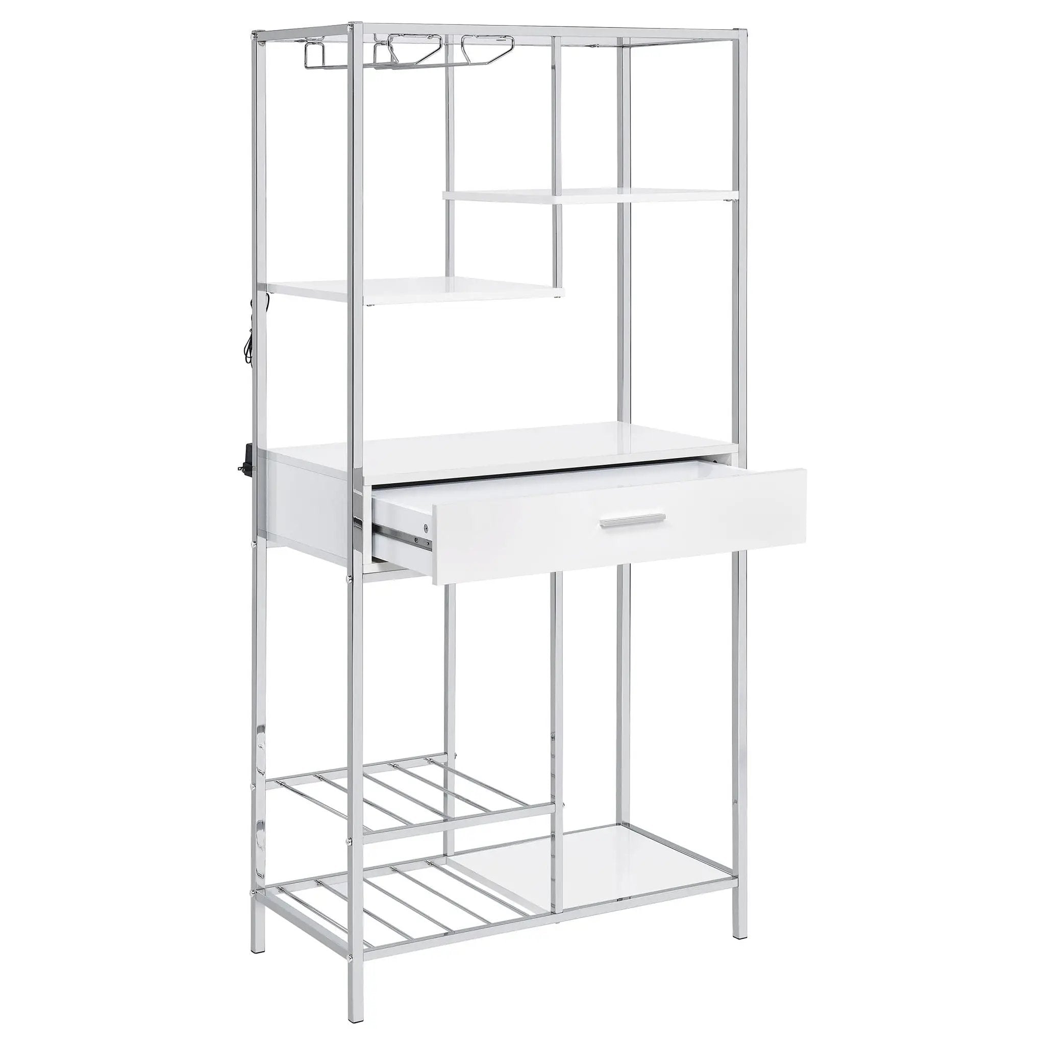 Figueroa 5-shelf LED Wine Storage Bar Cabinet White High Gloss by Unique Piece Furniture