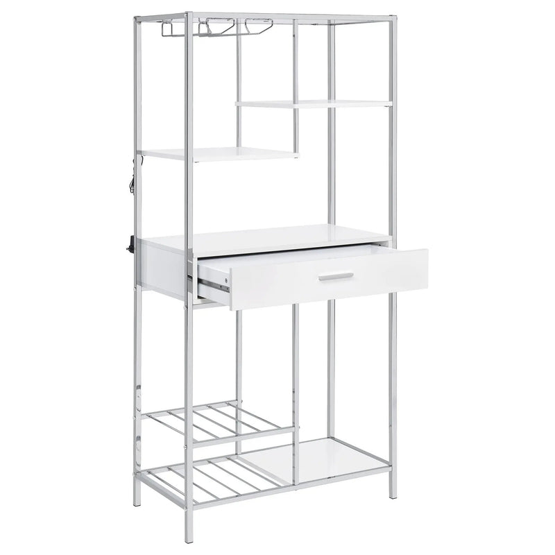 Figueroa 5-shelf LED Wine Storage Bar Cabinet White High Gloss by Unique Piece Furniture