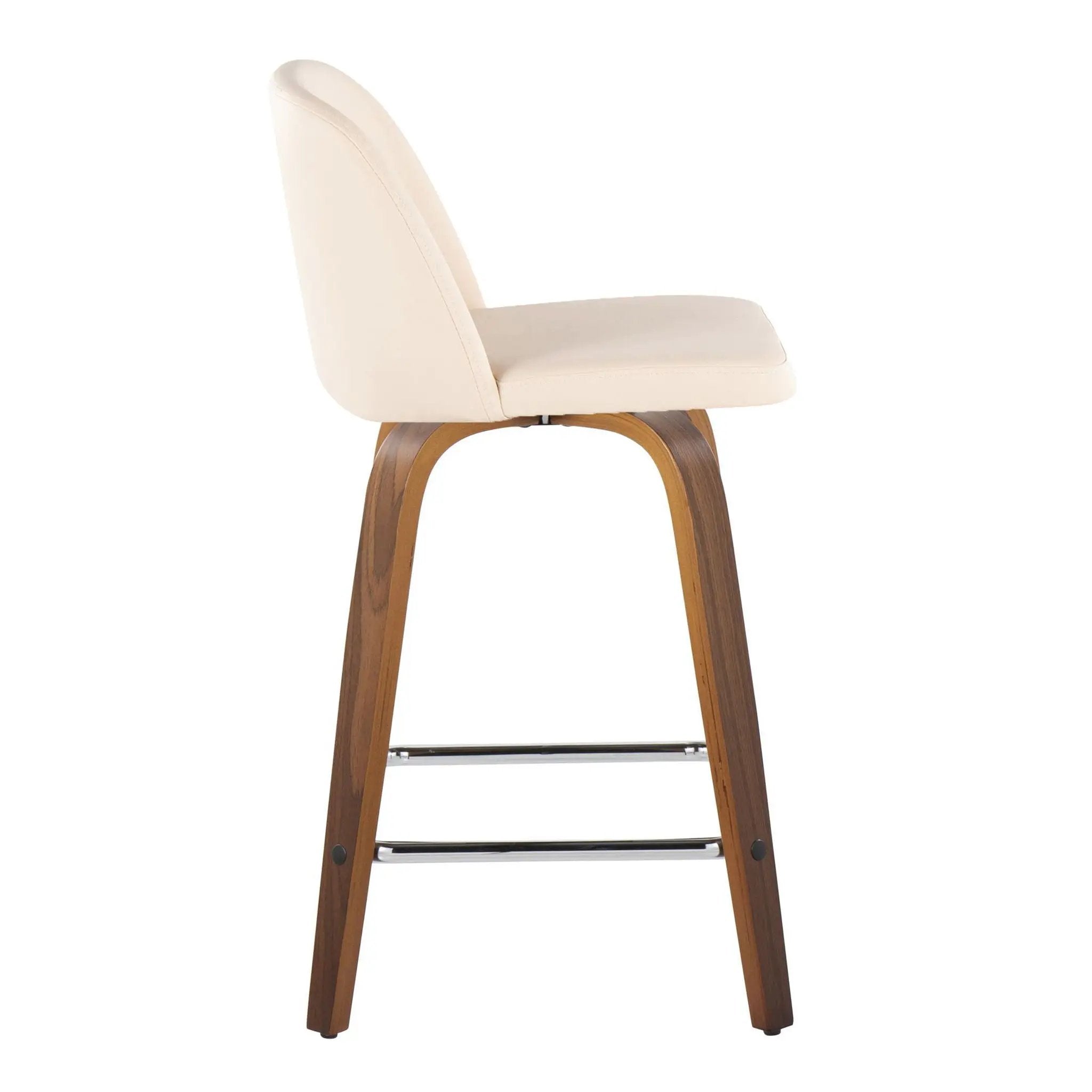 Toriano - Mid Century Modern Fixed Height Counter Stool With Swivel & Square Footrest (Set of 2) by HouseOfZazla