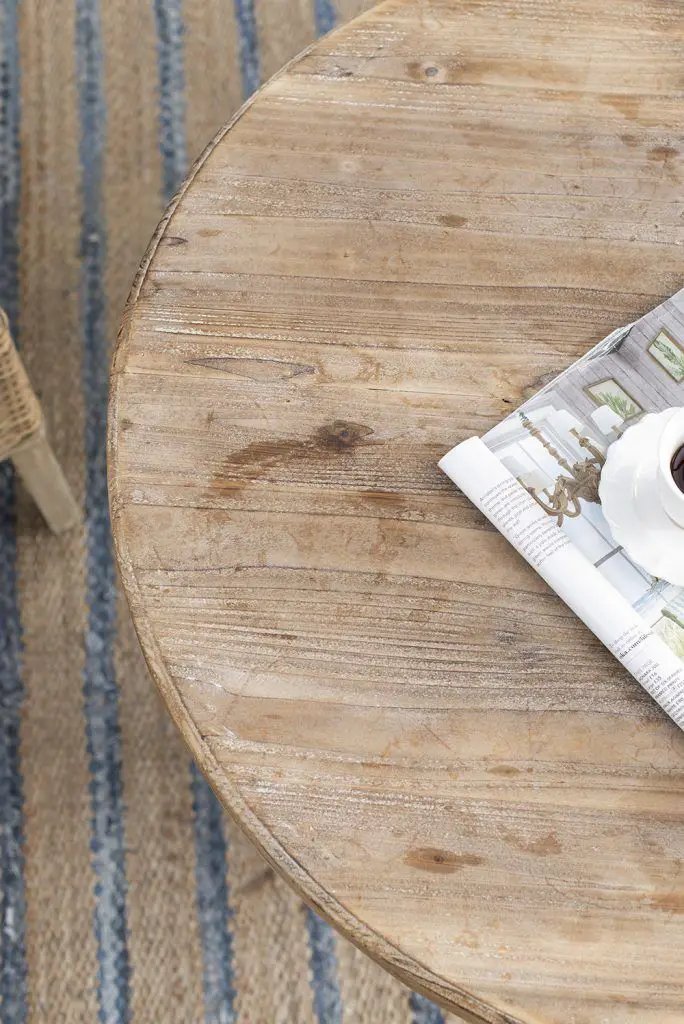 Antique Round Wood Table - Antique White / Gray by Unique Piece Furniture
