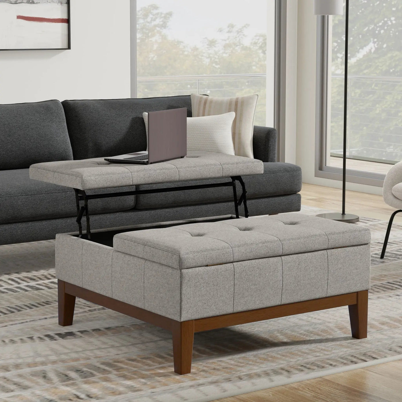 Dover - Multifunctional Lift Top Coffee Table Storage Ottoman by Unique Piece Furniture