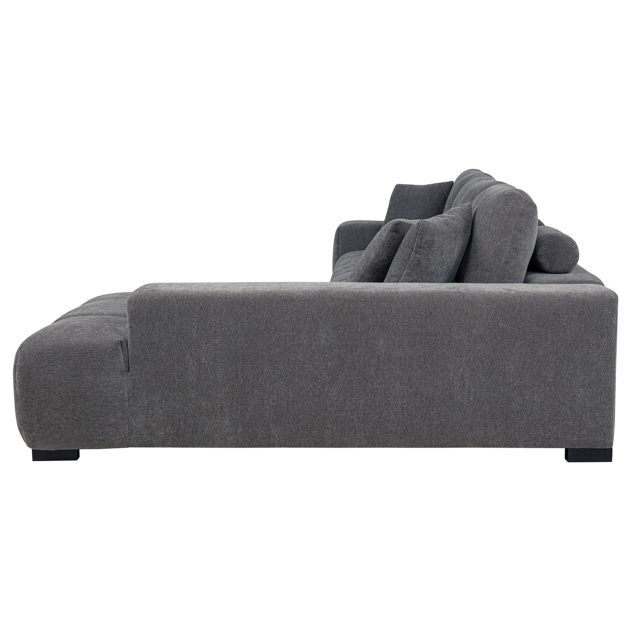 Octavia Upholstered Sectional Chaise Sofa Charcoal Grey by Unique Piece Furniture