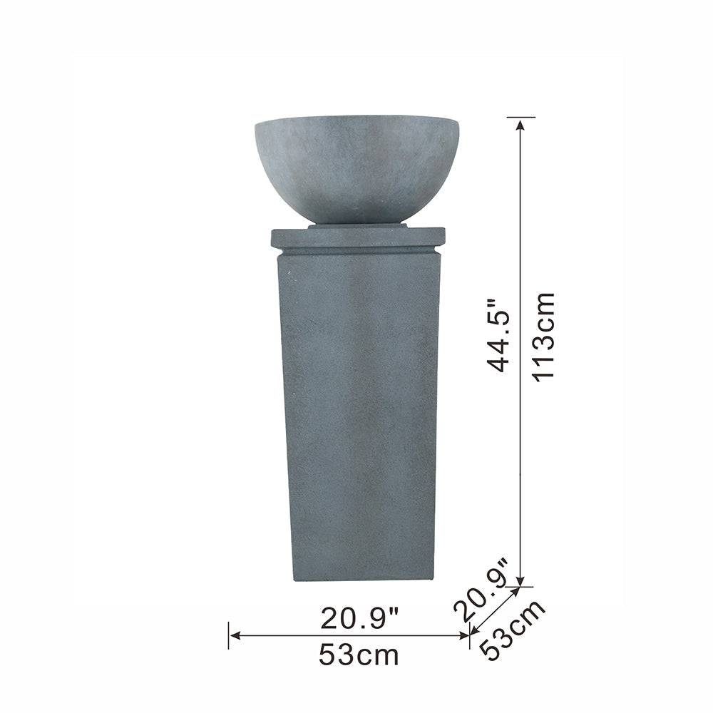 Resin Zen Bowl Pedestal Outdoor Fountain 44 Inch, photo 3 of 8