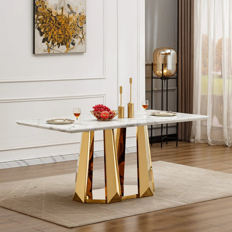 70'' Faux Marble Dining Table for 6 People by HouseOfZazla