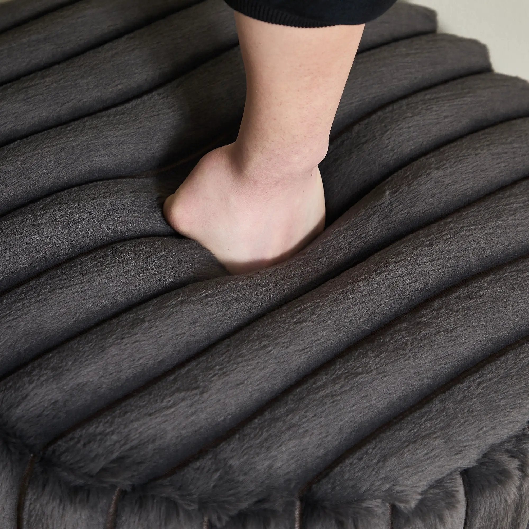 Wide Upholstered Round Pouf Ottoman Foot Rest by Unique Piece Furniture