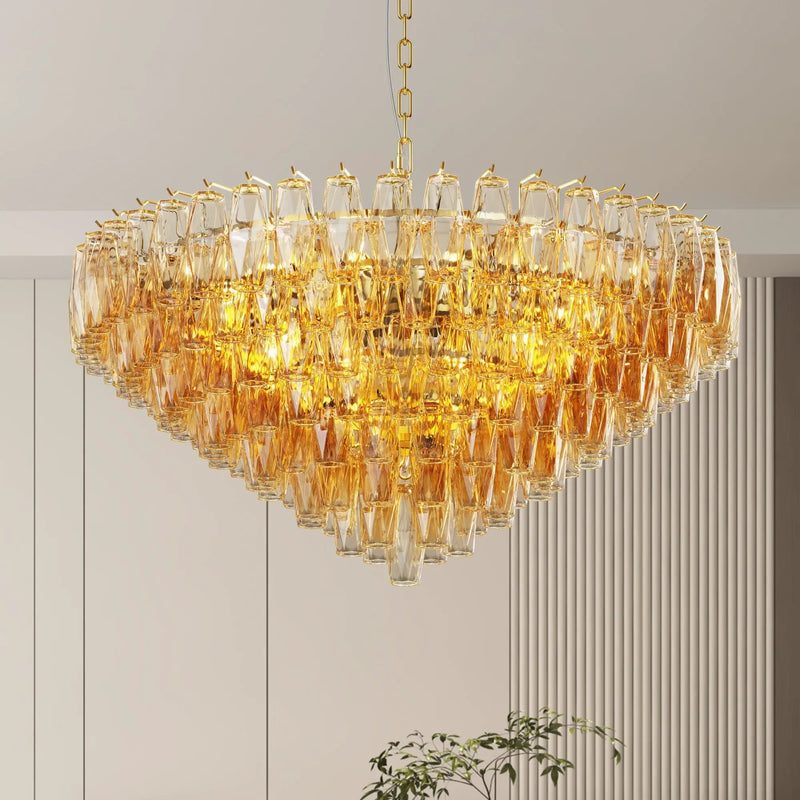 37" Extra Large 14-Light Gold Modern Round Chandelier by HouseOfZazla