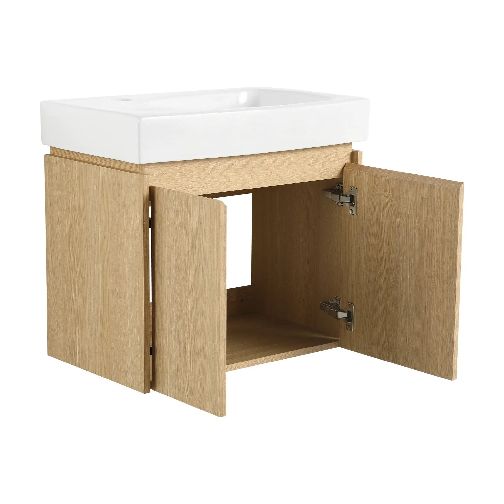 Modern Bathroom Vanity With Ceramic Basin, Wall Mounted Floating Sink Combo, Storage Cabinet by HouseOfZazla