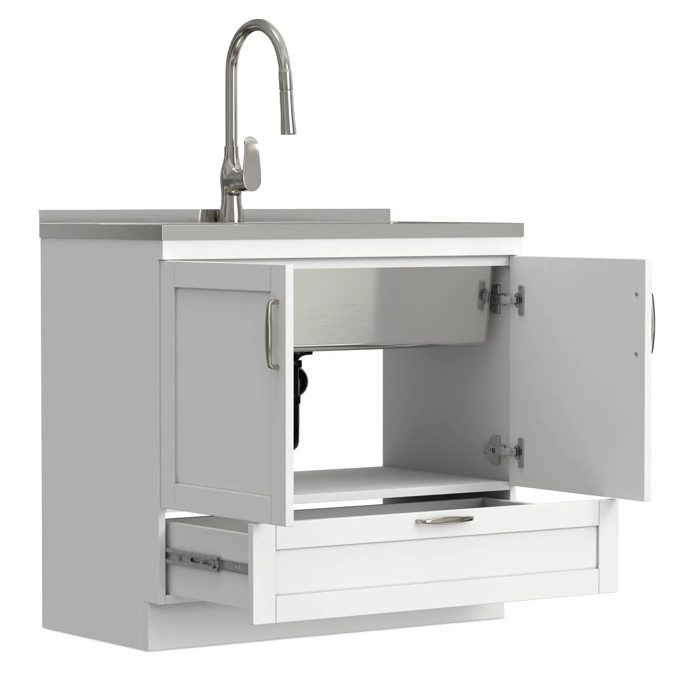 Reed - Deluxe Laundry Cabinet With Pull-Out Faucet And Stainless Steel Sink by HouseOfZazla