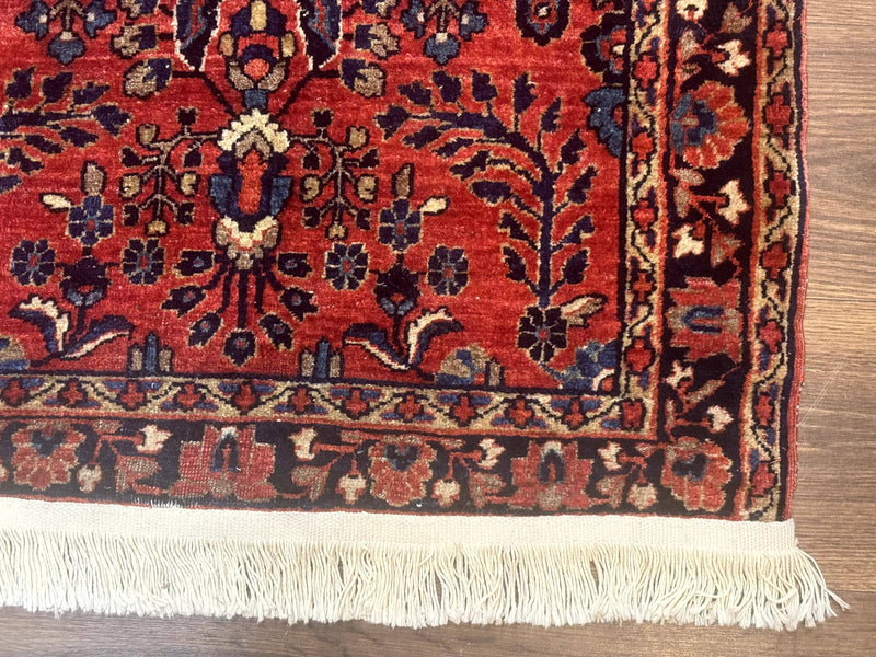 Small Red Persian Sarouk Rug 2.7 x 4.9, Floral, Antique by Jewel Rugs