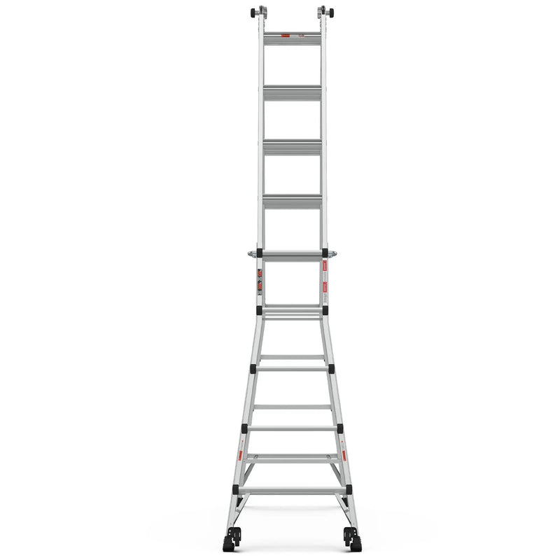 22' Aluminum Multi-Position Ladder With Wheels, 300 Lbs Weight Rating - Metallic Gray by HouseOfZazla