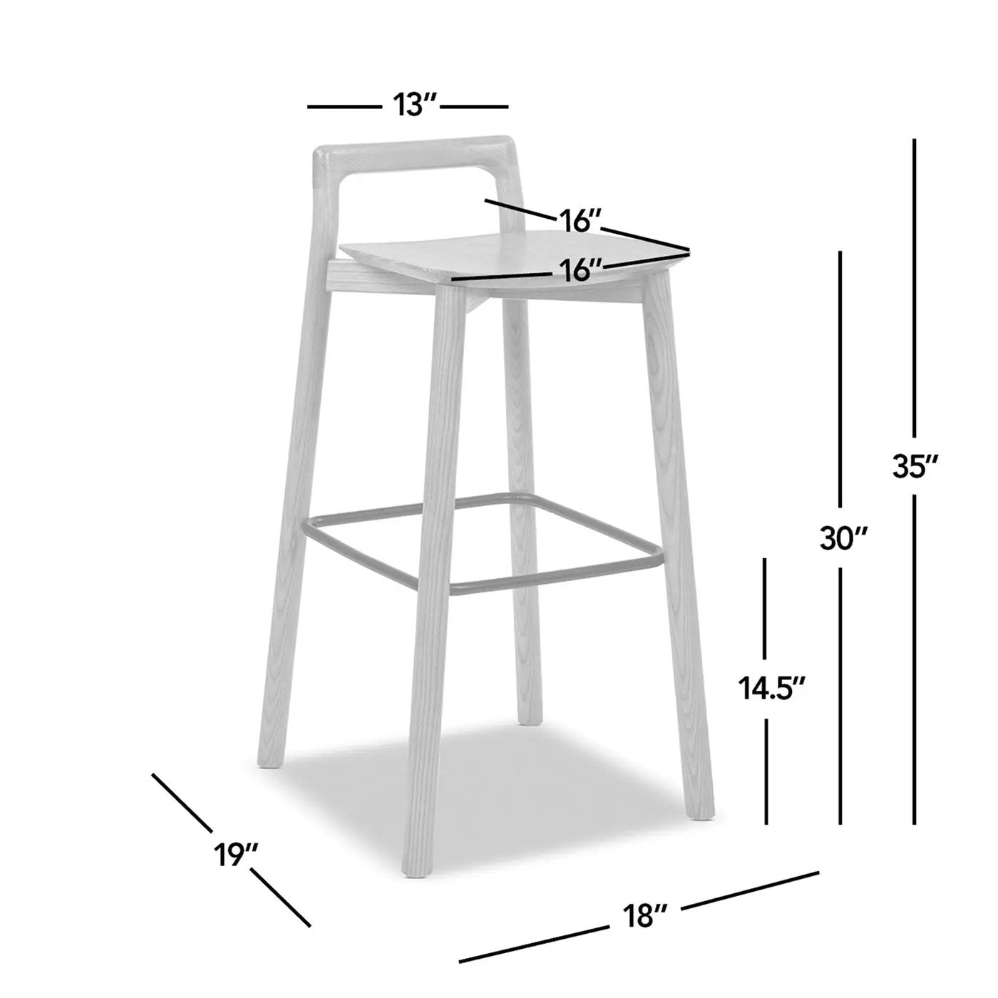 Sven 30" Modern Minimalist Low Back Wood Barstool by HouseOfZazla