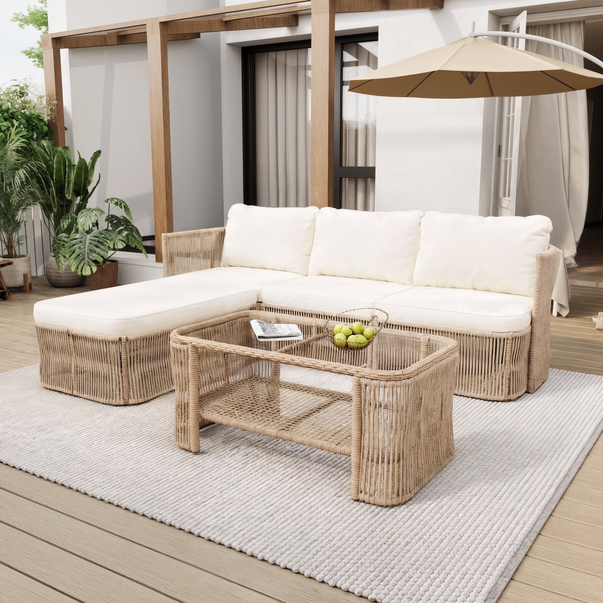 Outdoor PE Rattan Patio Furniture Set with Iron Frame by HouseOfZazla