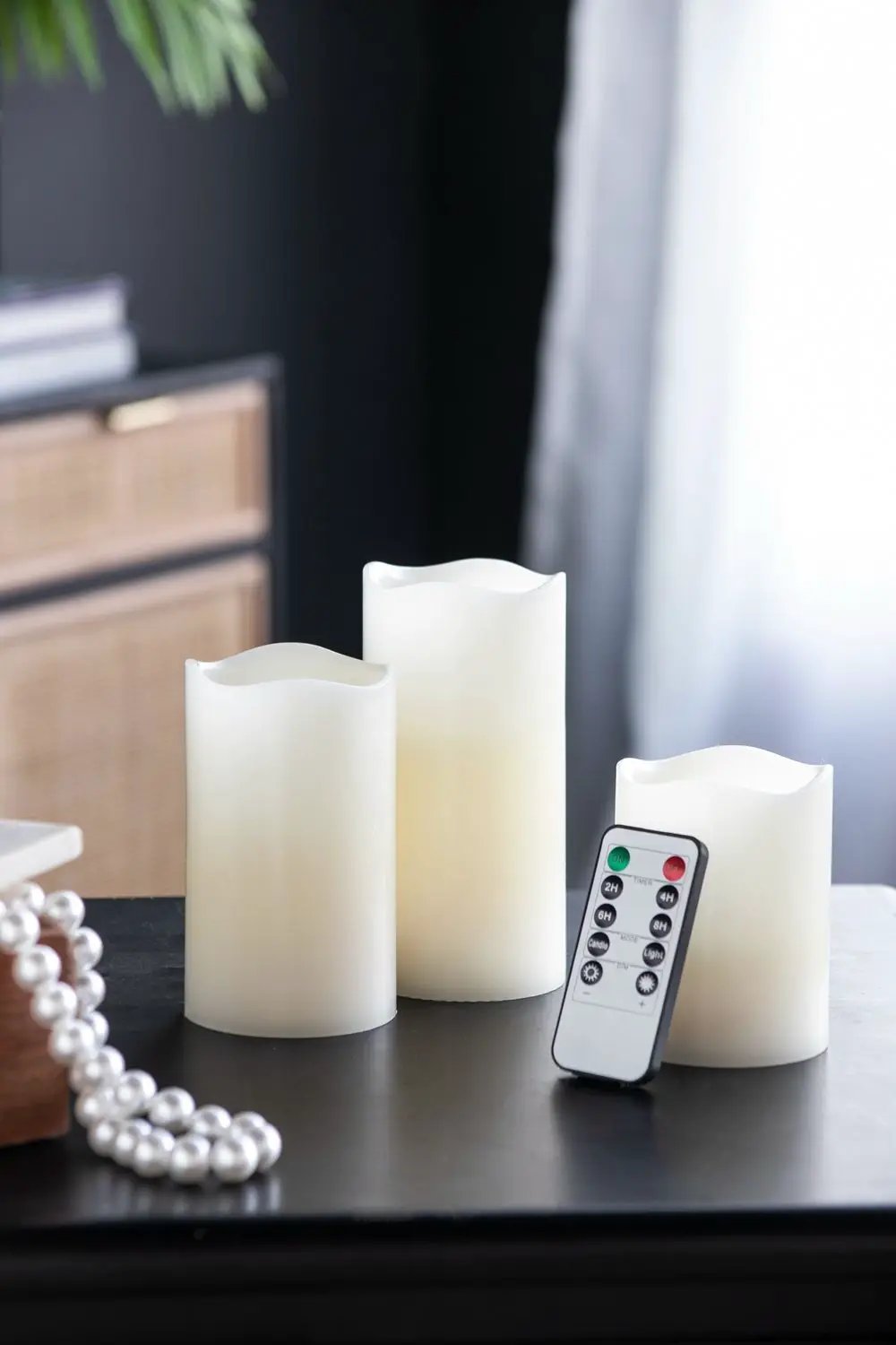 LED Candles With Remote Timer (Set of 3) - Ivory by Unique Piece Furniture