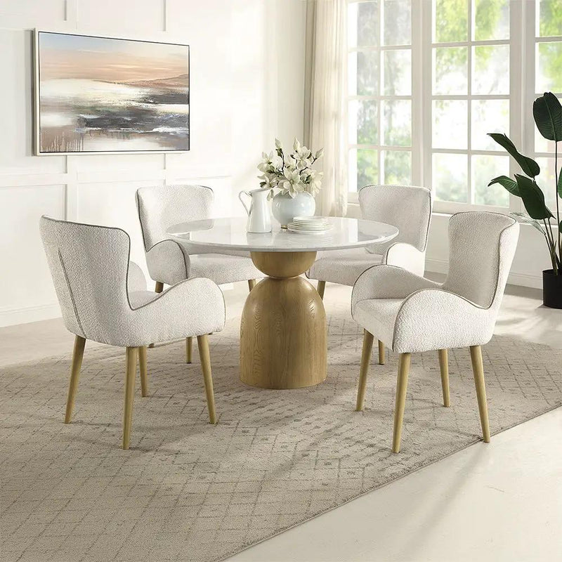 Adalynn - Side Chair (Set of 2) - Beige Boucle & Oak by Unique Piece Furniture
