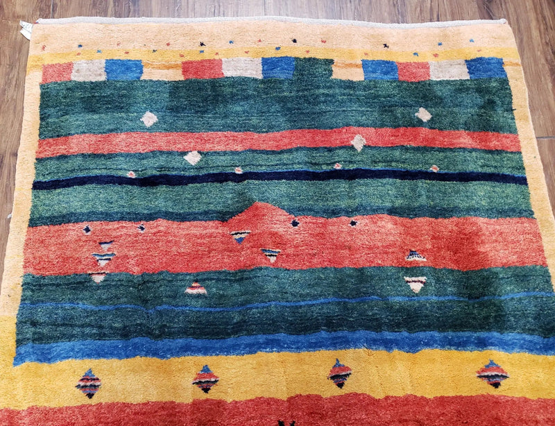 Colorful Persian Gabbeh Rug 4x6, Soft Pile, Colorful Rug, Handmade Hand Knotted Wool Carpet, Home Office Rug, Area Rug for Bedroom 4 x 6 ft by Jewel Rugs