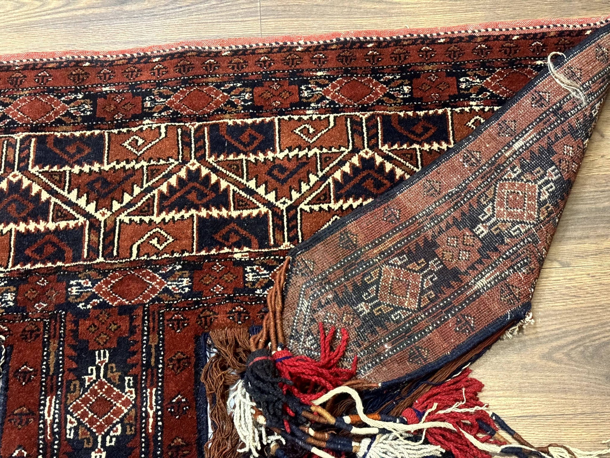 Antique Afghan Beshir Tent Header Textile Rug, Tribal Collectible, Wool by Jewel Rugs