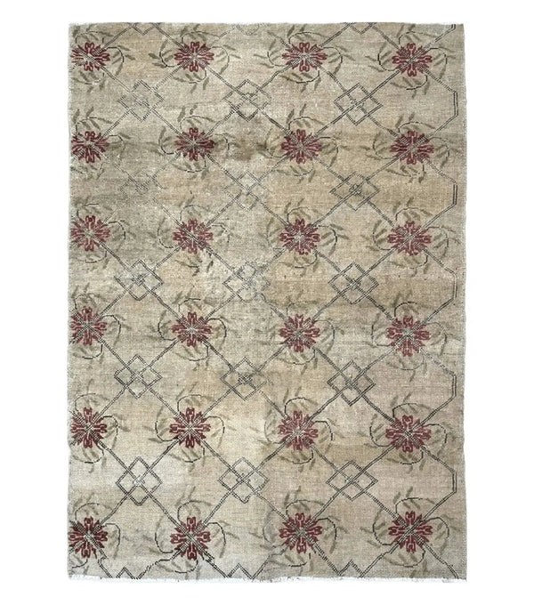 Turkish Rug 5x6, Oushak Carpet, Beige