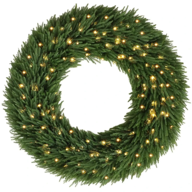 48 In Artificial Norfolk Pine Christmas Wreath, Pre-Lit by HouseOfZazla