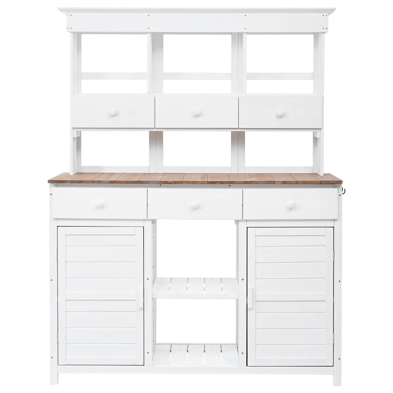 TOPMAX 65.7" Tall Garden Potting Bench Table with Hutch by HouseOfZazla