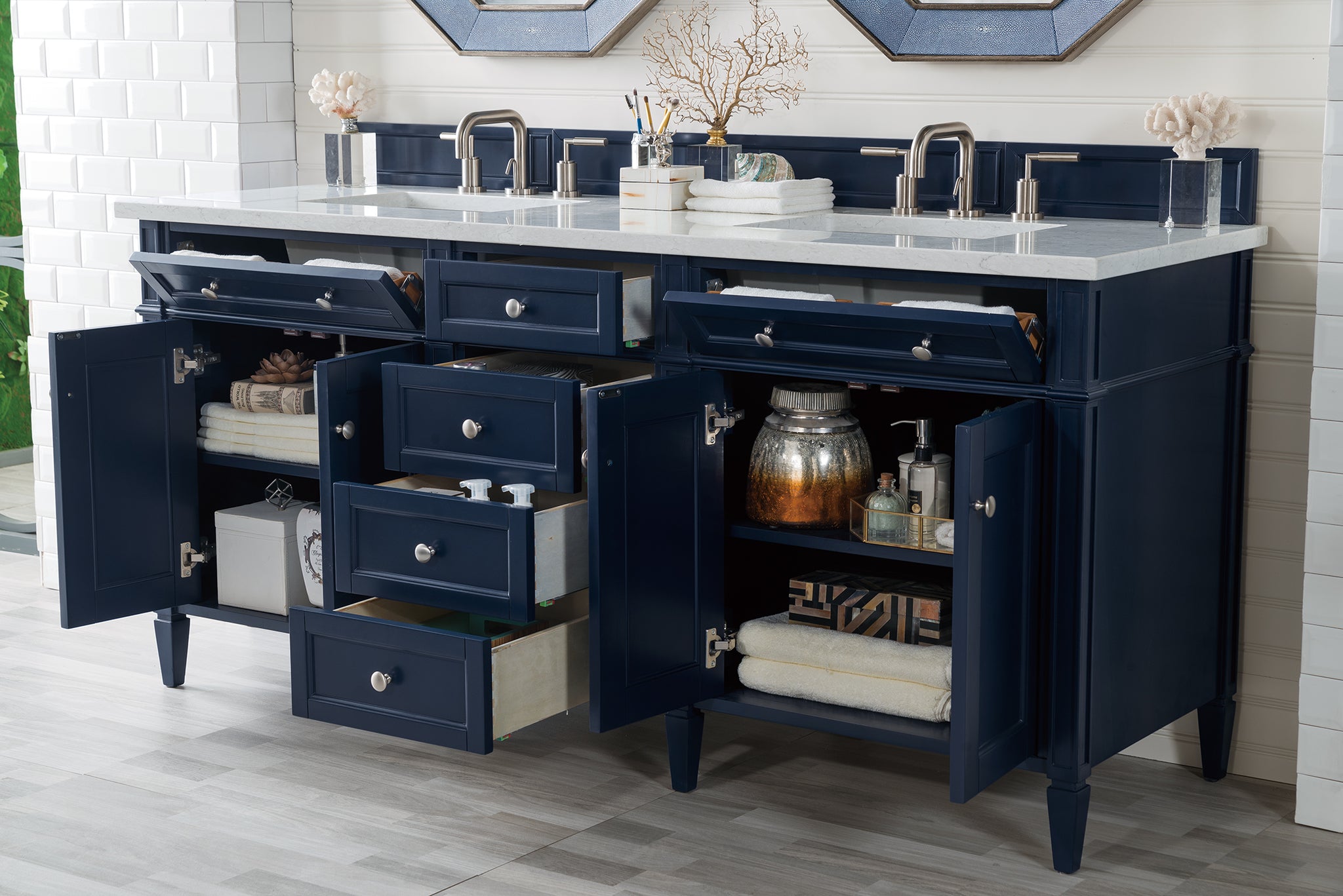 James Martin Brittany 72" Double Bathroom Vanity, Victory Blue, view 39