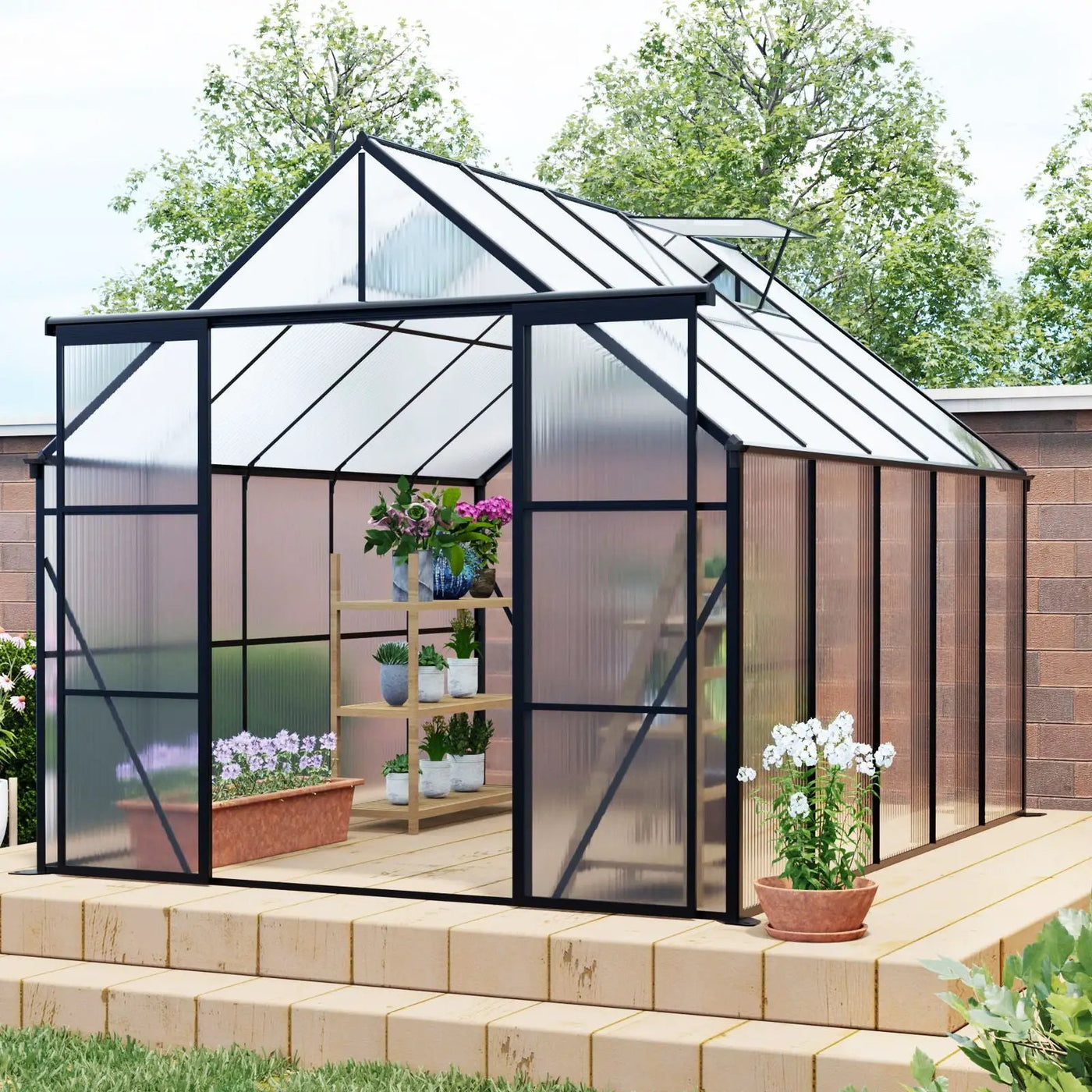 Double Door Polycarbonate house Raised Base And Anchor Aluminum Heavy Duty Walk In houses For Outdoor Backyard In All Season by HouseOfZazla