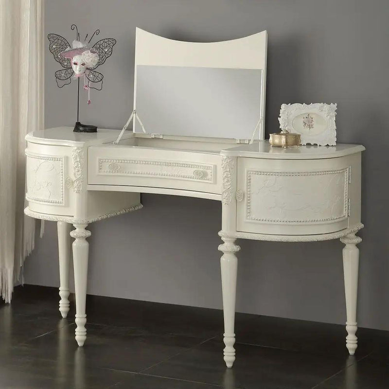 Dorothy - Vanity Desk & Mirror - Ivory by Unique Piece Furniture