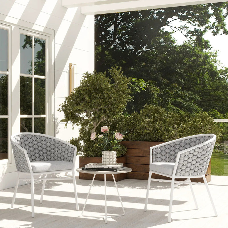 Rowan - Rope Barrel Back Patio Dining Chairs (Set of 2) - Optic White by Unique Piece Furniture
