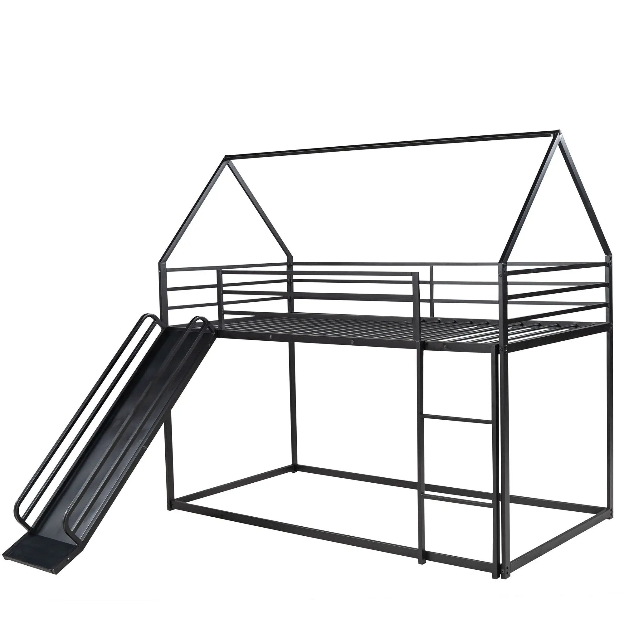 Twin Over Twin House Bunk Bed With Ladder And Slide by Unique Piece Furniture