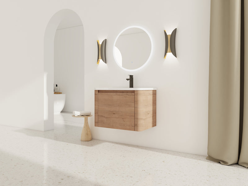 28'' Wall-Mounted Bathroom Vanity with Ceramic Sink by HouseOfZazla