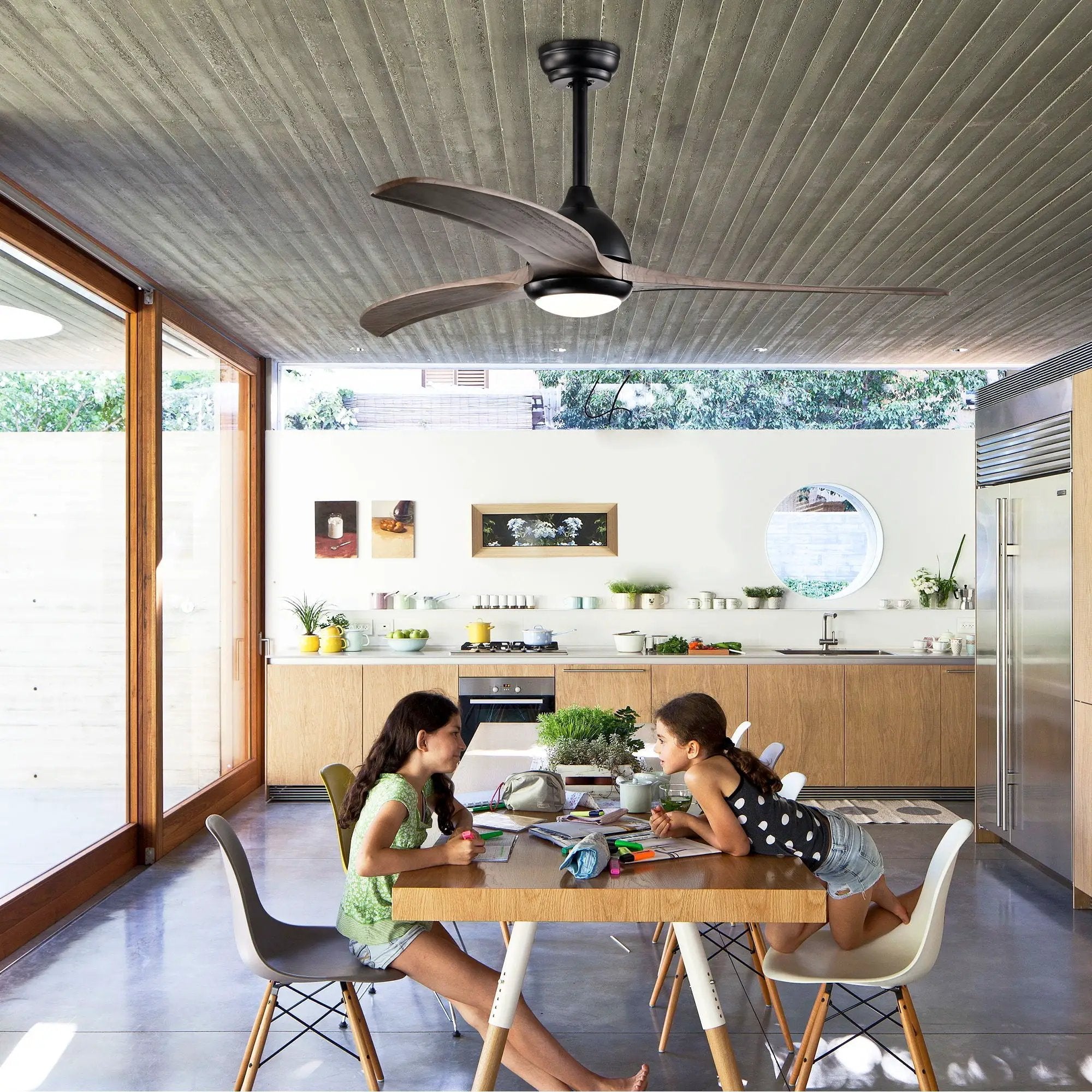 Indoor Outdoor Ceiling Fan With Light With Remote Control, Noiseless Reversible Motor, 6 Speed, 3 Color by Unique Piece Furniture