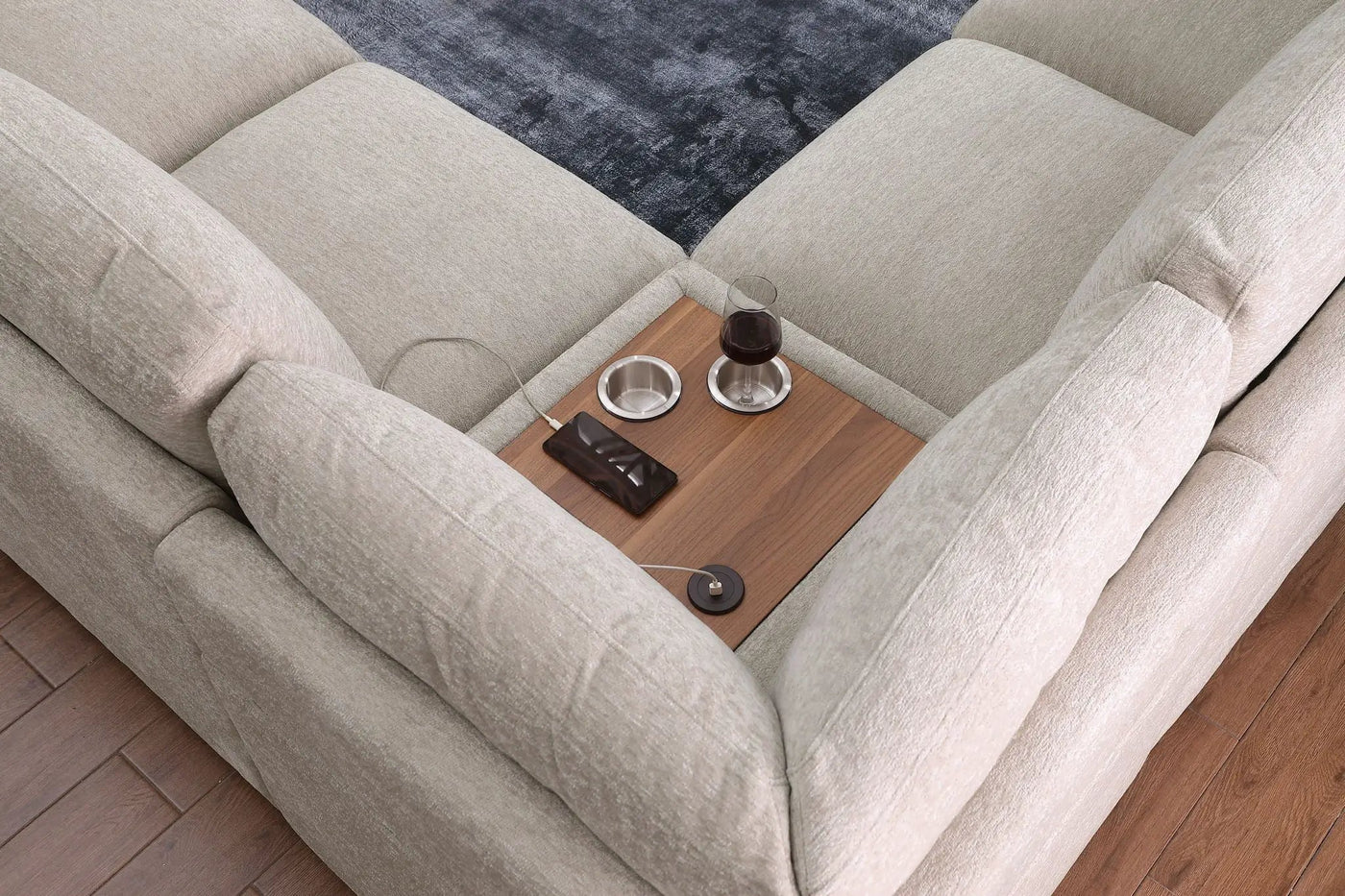 Celine - Fabric Corner Sectional Sofa With Right-Facing Chaise, Cupholders, And Charging Ports by HouseOfZazla