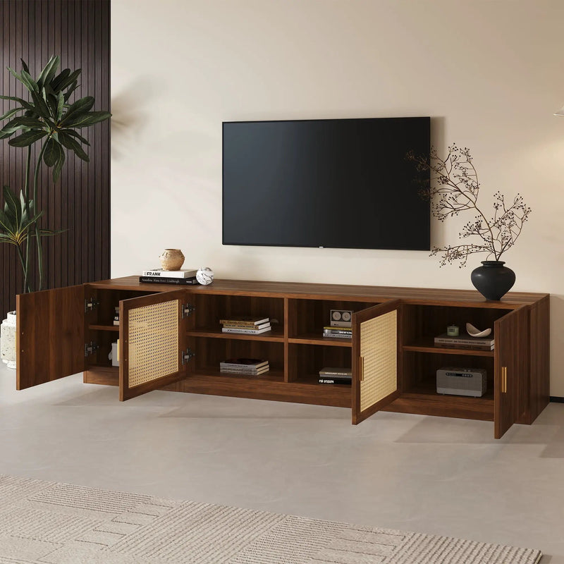 TV Stand, Media Console With Adjustable Shelves - Walnut by HouseOfZazla