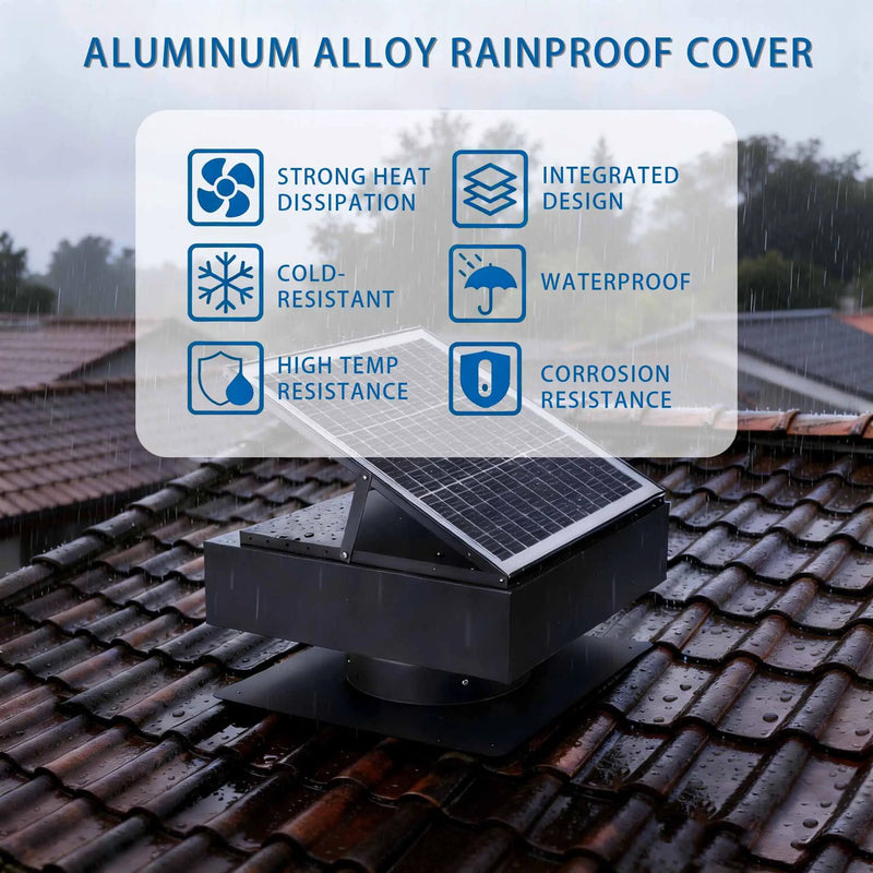 12" Solar Roof Vent Fan, 40W Dual Power Attic Exhaust Fan with Remote & Auto Start by HouseOfZazla
