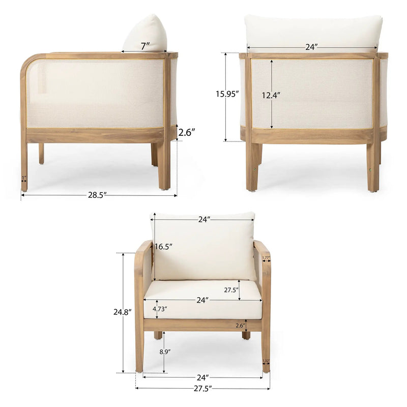 Set of 2 Outdoor Acacia Wood Patio Club Chairs by HouseOfZazla