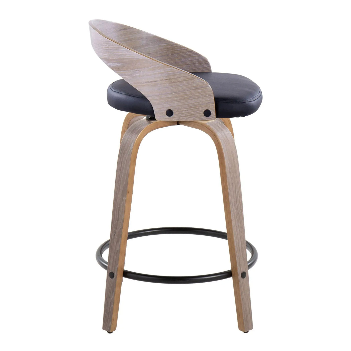 Grotto - Contemporary Fixed Height Counter Stool & Swivel With Round Footrest (Set of 2) by HouseOfZazla