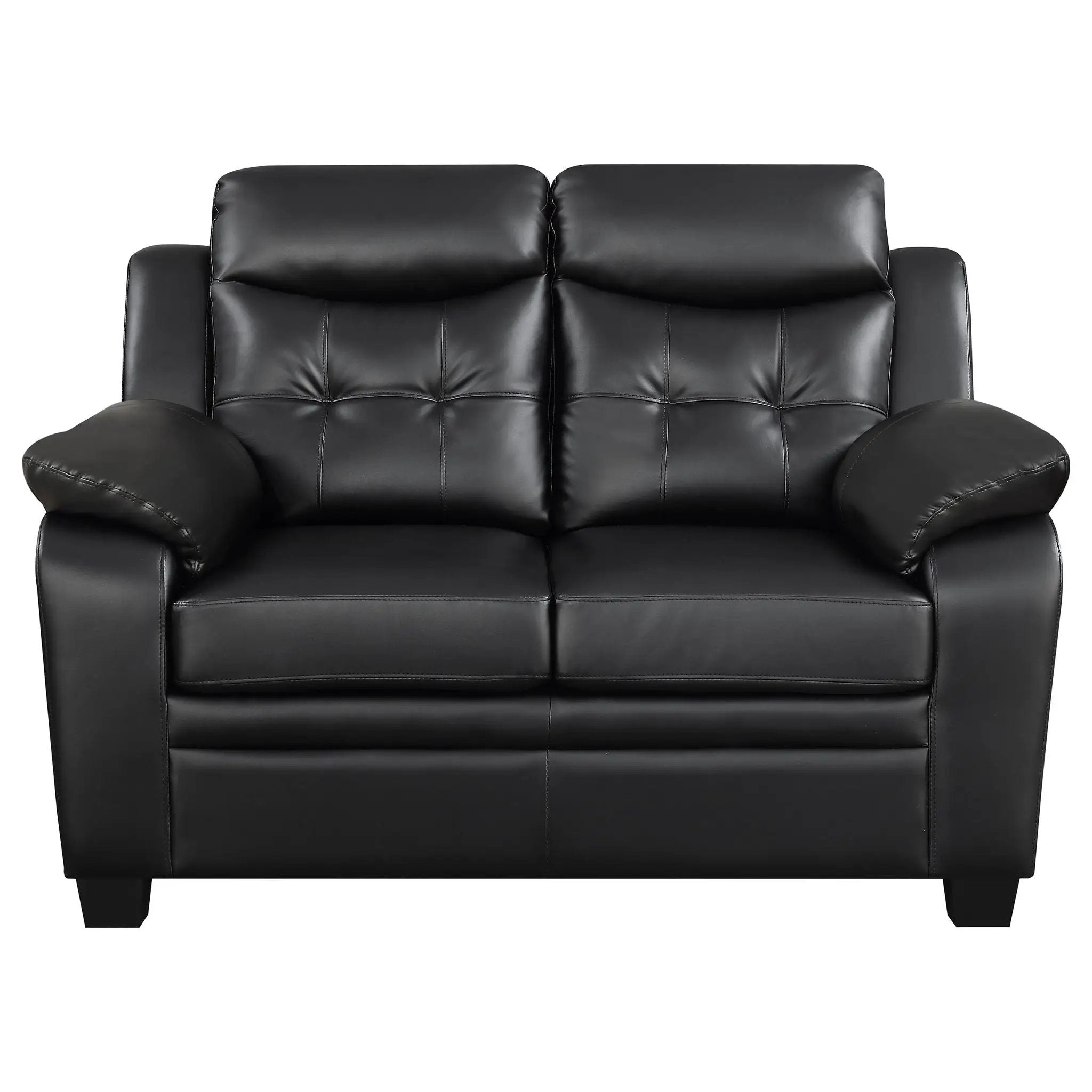 Finley Upholstered Padded Arm Tufted Loveseat Black by Unique Piece Furniture