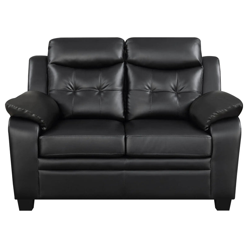 Finley Upholstered Padded Arm Tufted Loveseat Black by Unique Piece Furniture