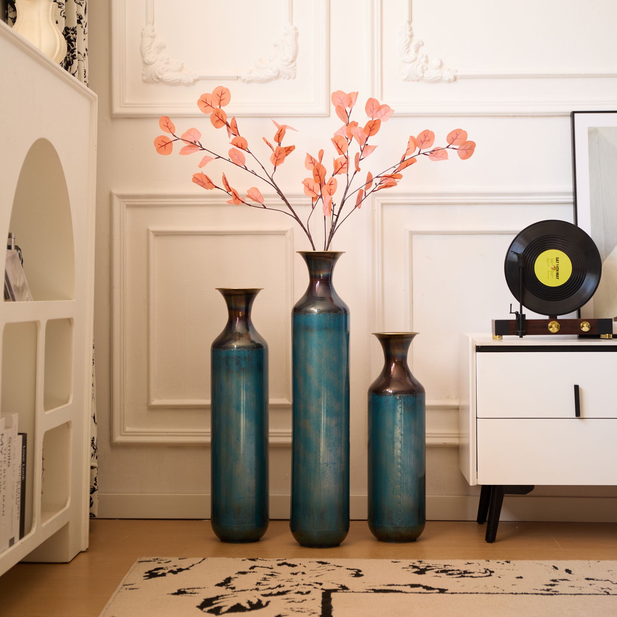 Modern Droplet Shaped Floor Vase Set, 3 Piece Home Decor by HouseOfZazla