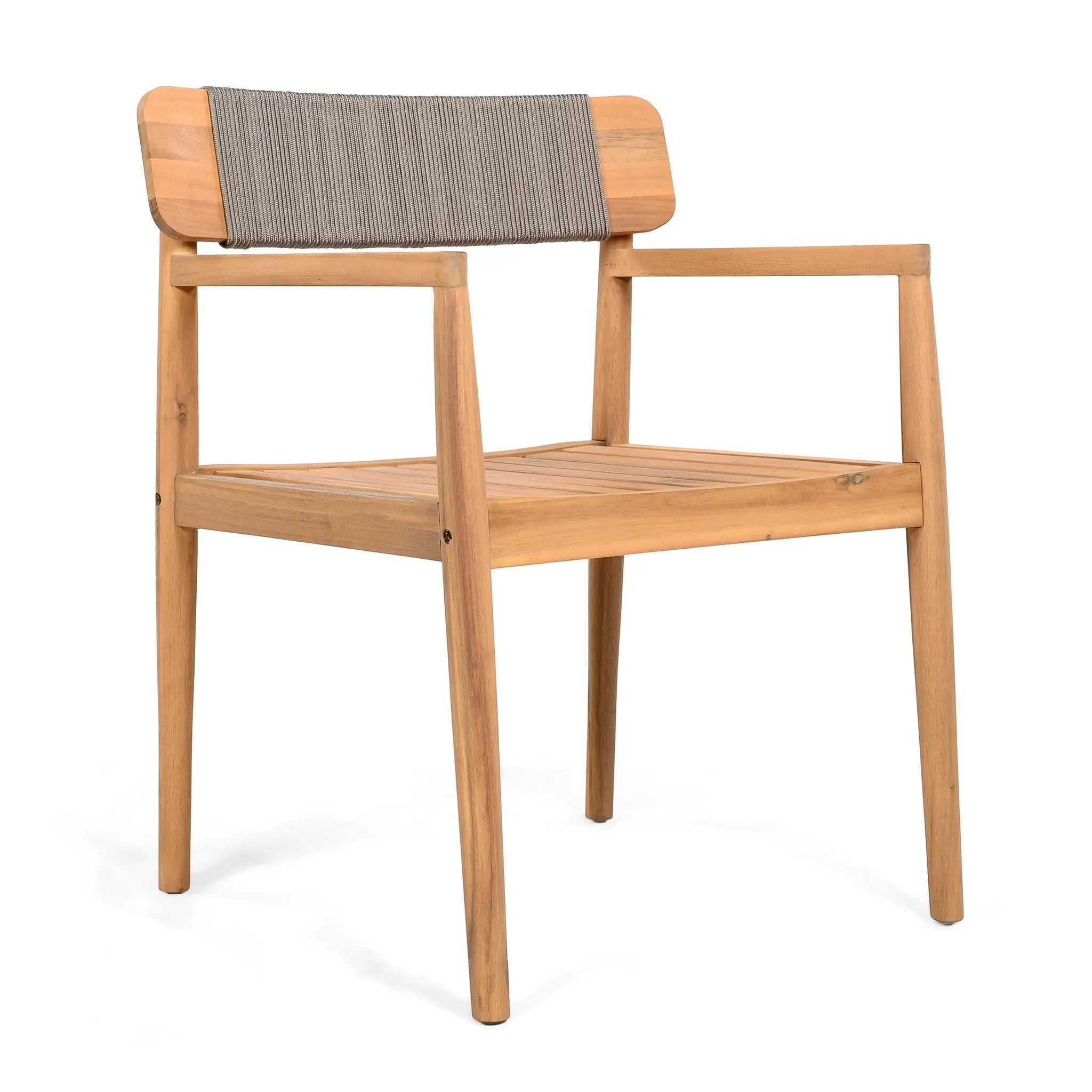 Creative Braided Acacia Wood Outdoor Dining Chairs with Armrests by HouseOfZazla